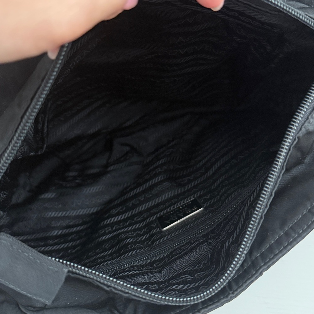 Prada Black Nylon Tote with Triangle Logo - Picture 7 of 13